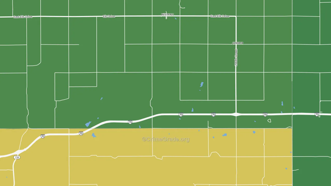 Juniata, KS Map of Burglary Rates