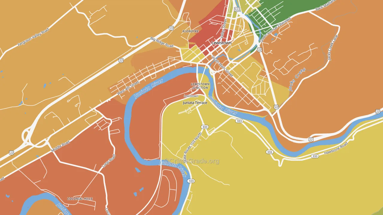Juniata Terrace, PA Map of Burglary Rates
