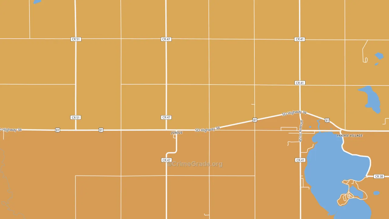 Junius, SD Map of Burglary Rates