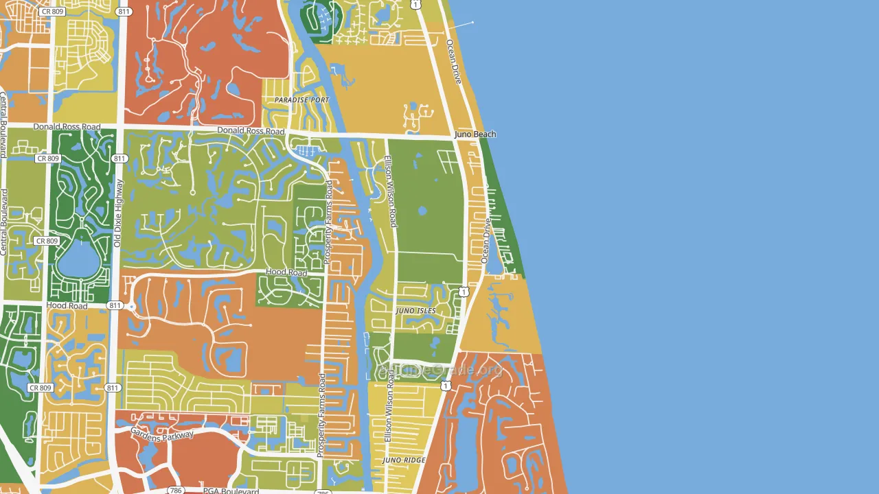 Juno Beach, FL Map of Burglary Rates