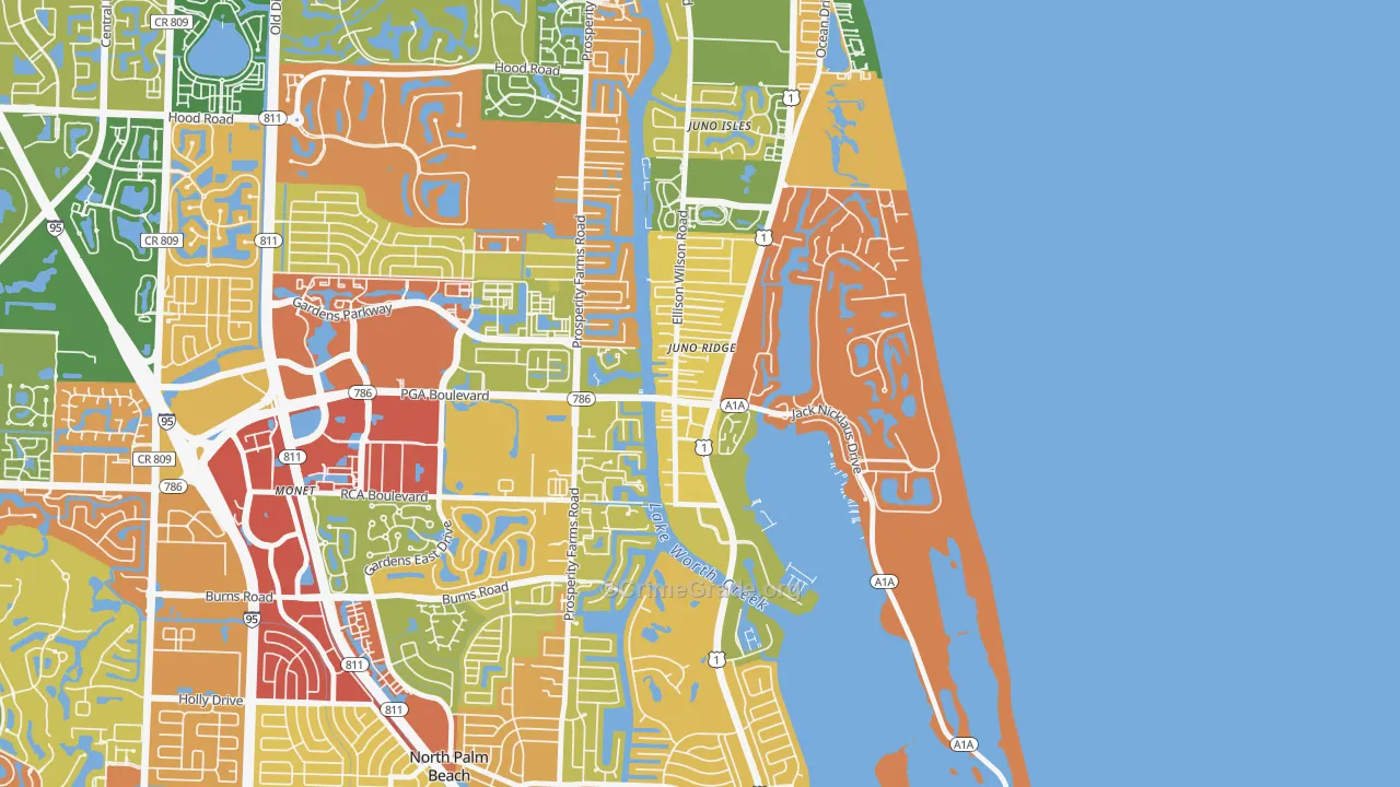 Juno Ridge, FL Map of Burglary Rates