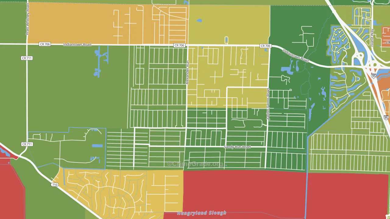 Jupiter Farms, FL Map of Burglary Rates