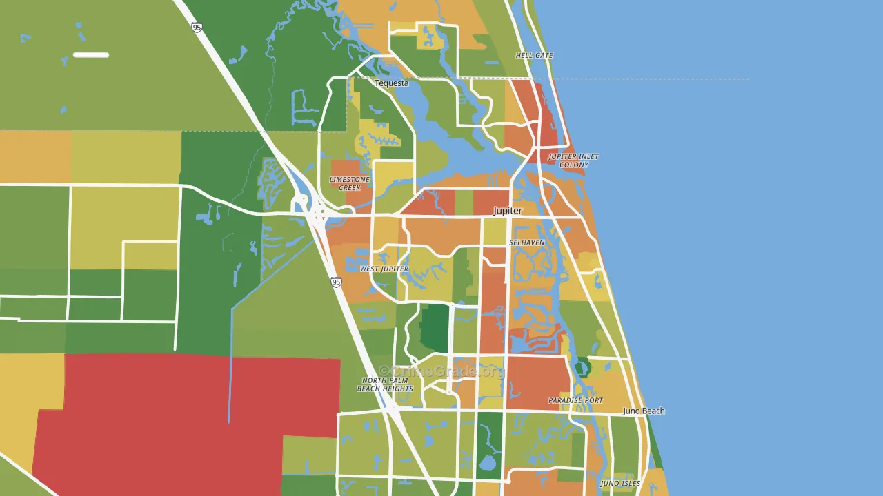 Jupiter, FL Map of Burglary Rates