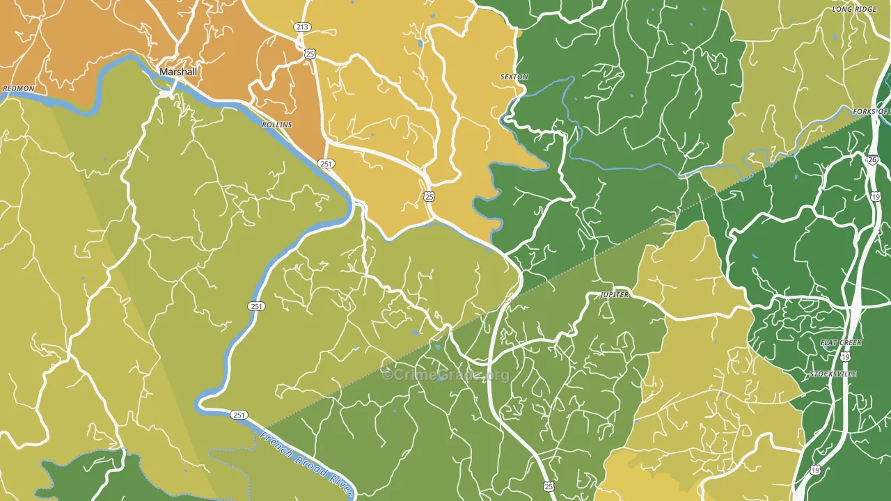 Jupiter, NC Map of Burglary Rates