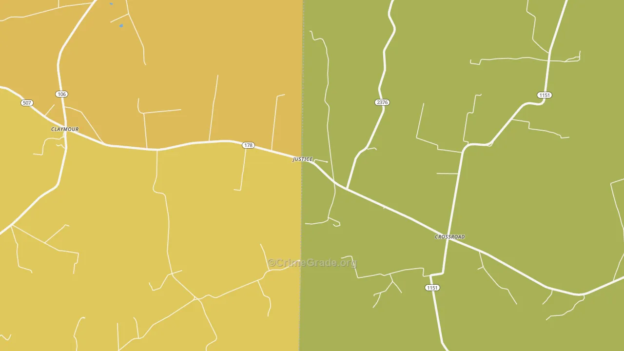 Justice, KY Map of Burglary Rates