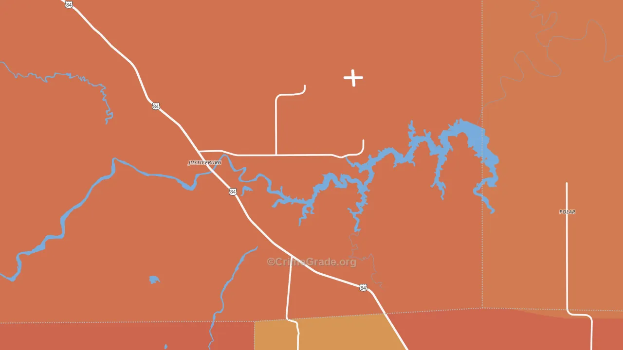 Justiceburg, TX Map of Burglary Rates