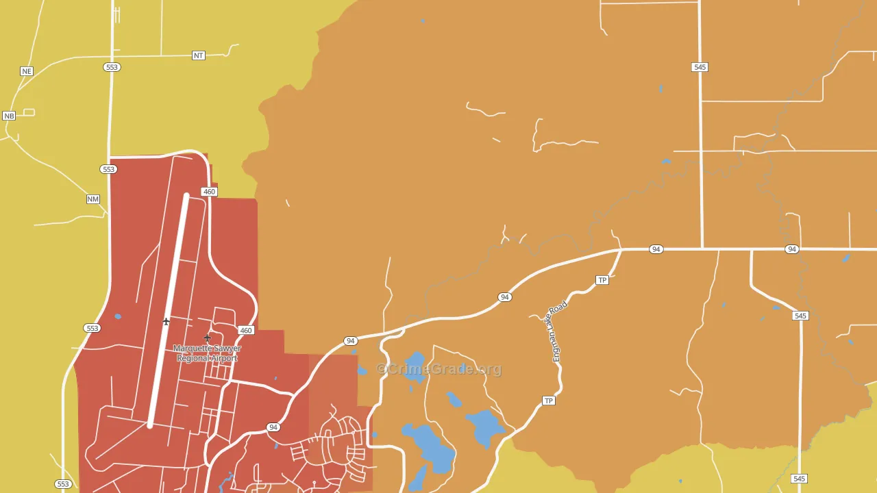 K. I. Sawyer Air Force Base, MI Map of Burglary Rates