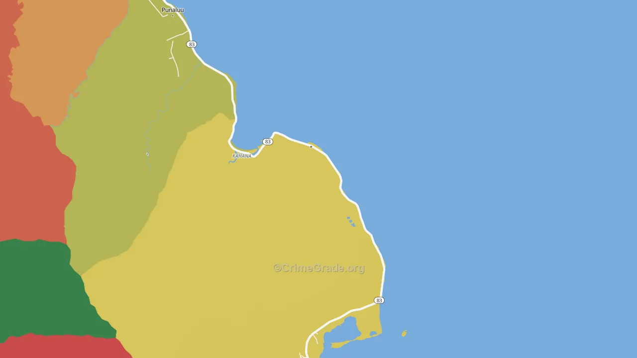 Kaaawa, HI Map of Burglary Rates