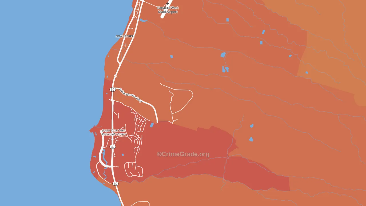 Kaanapali, HI Map of Burglary Rates