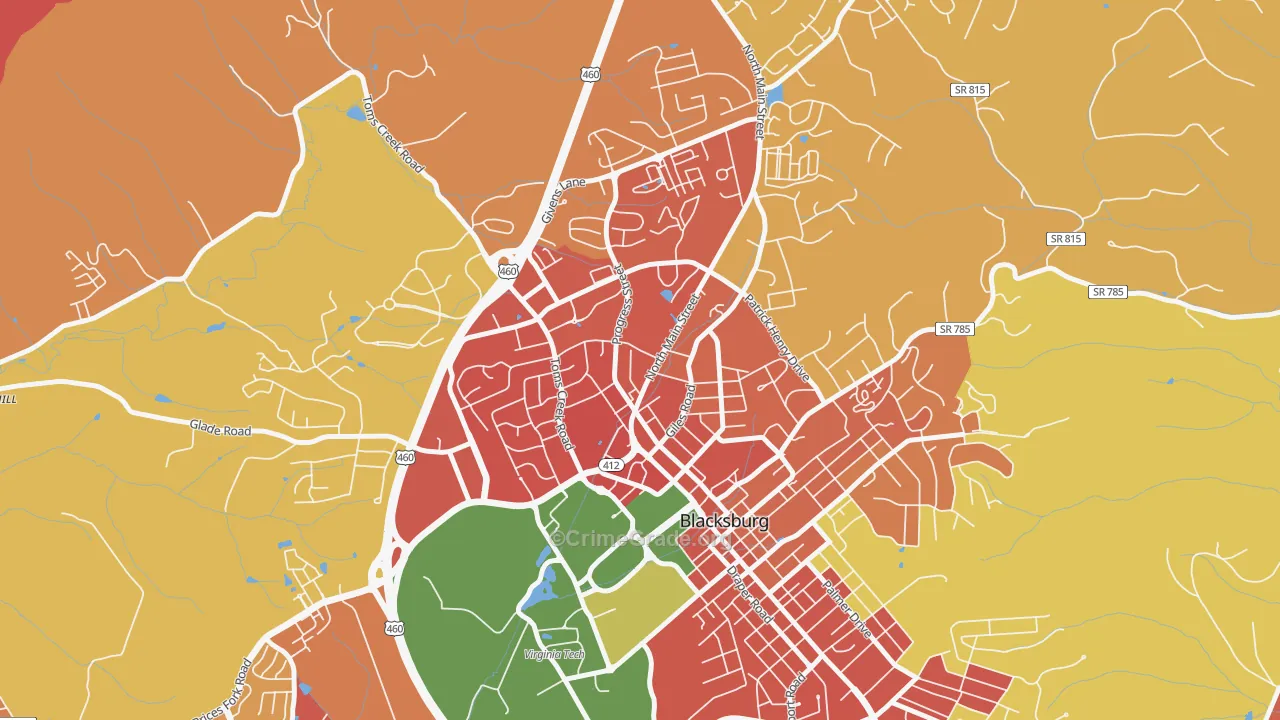 Kabrich Crescent, Blacksburg, VA Map of Burglary Rates