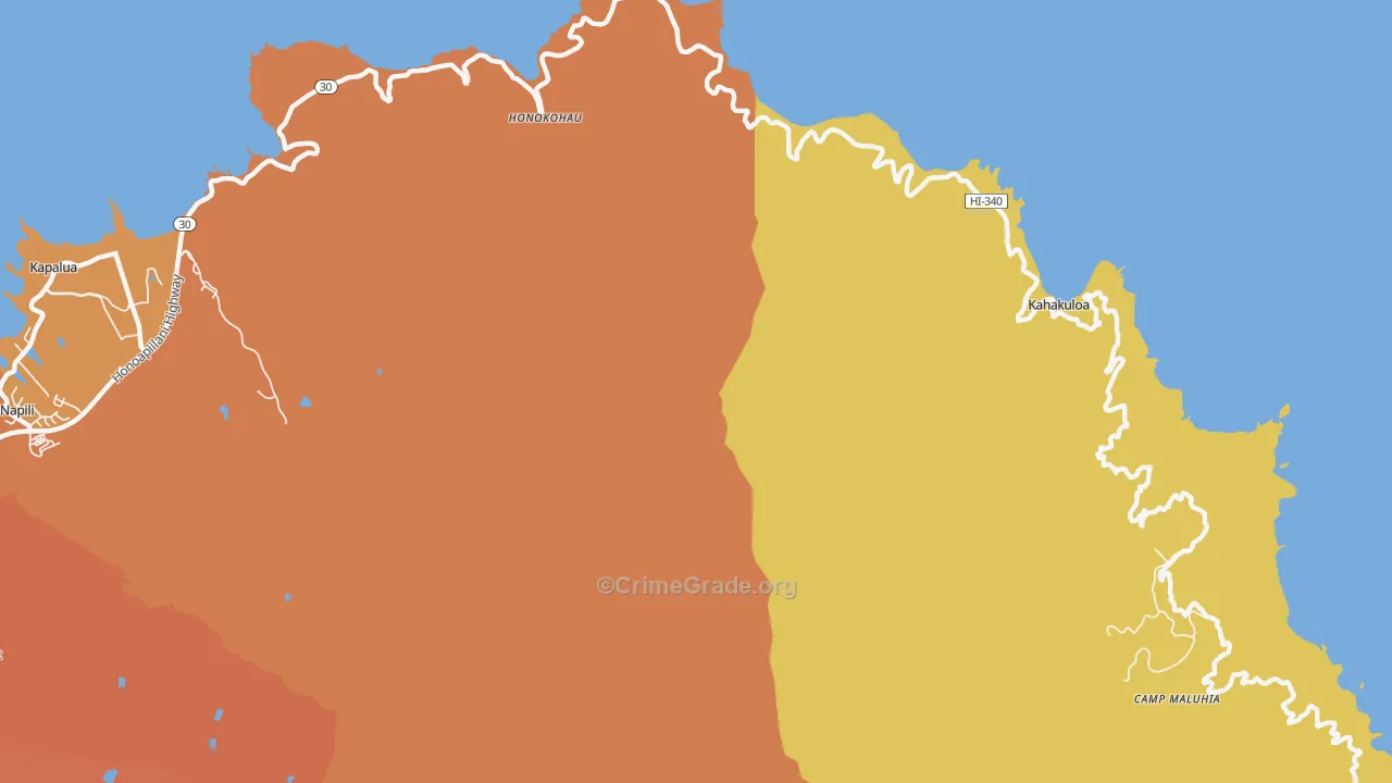 Kahakuloa, HI Map of Burglary Rates