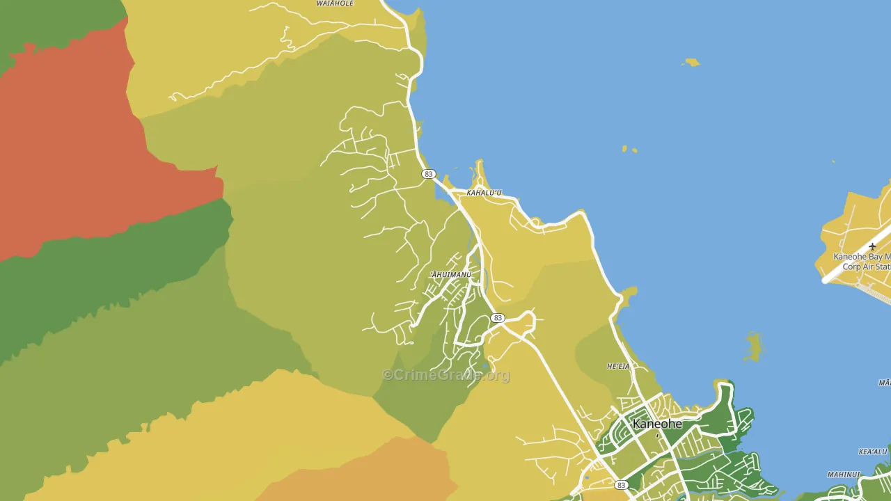 Kahaluu, Kaneohe, HI Map of Burglary Rates