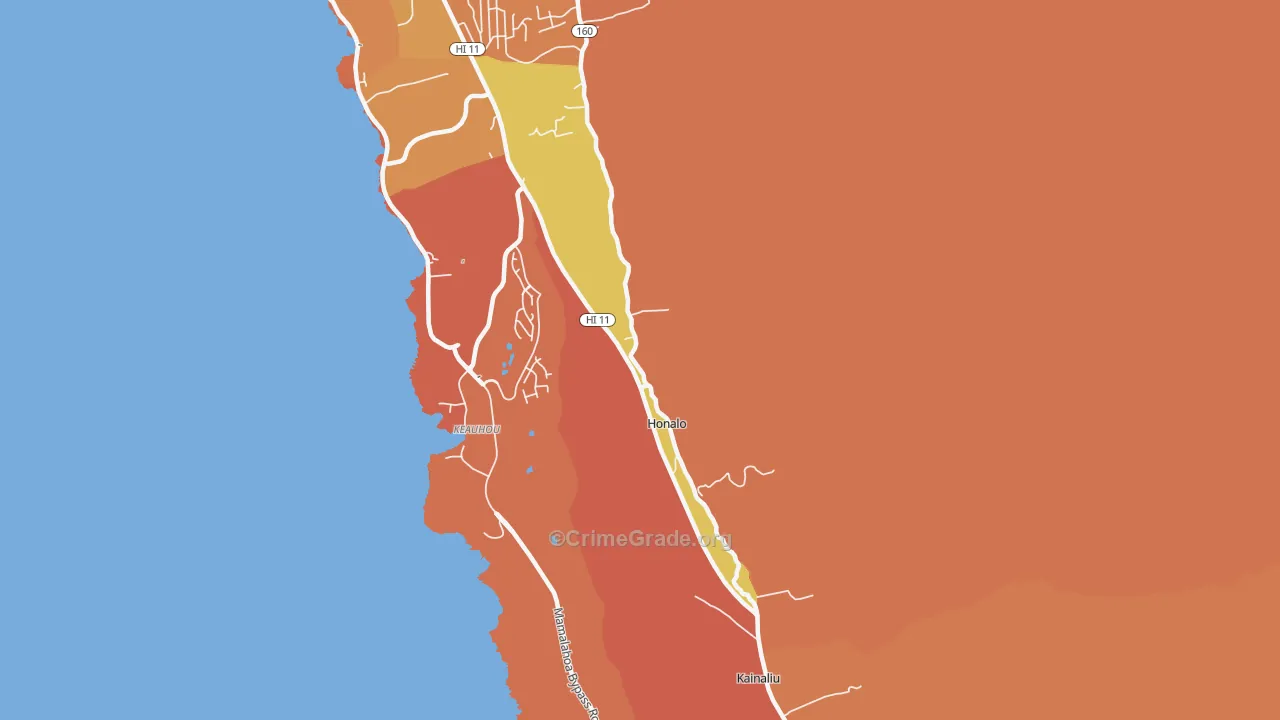 Kahaluu-Keauhou, HI Map of Burglary Rates