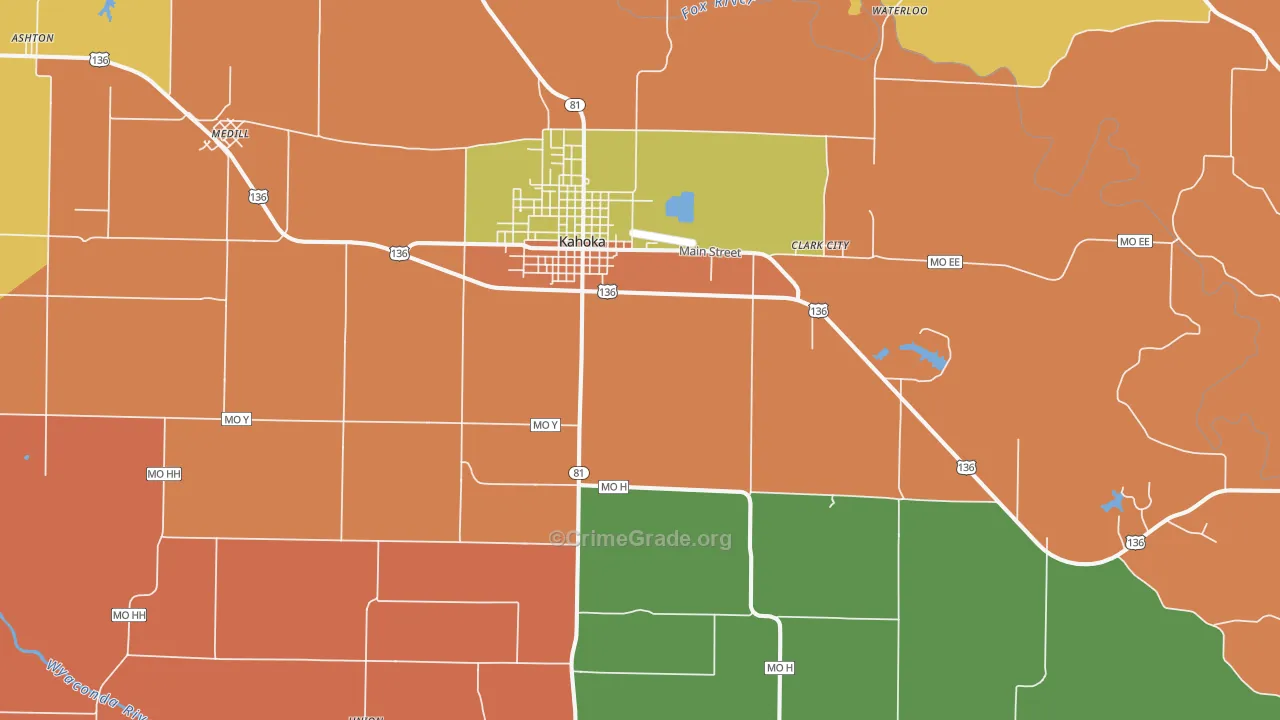 Kahoka, MO Map of Burglary Rates