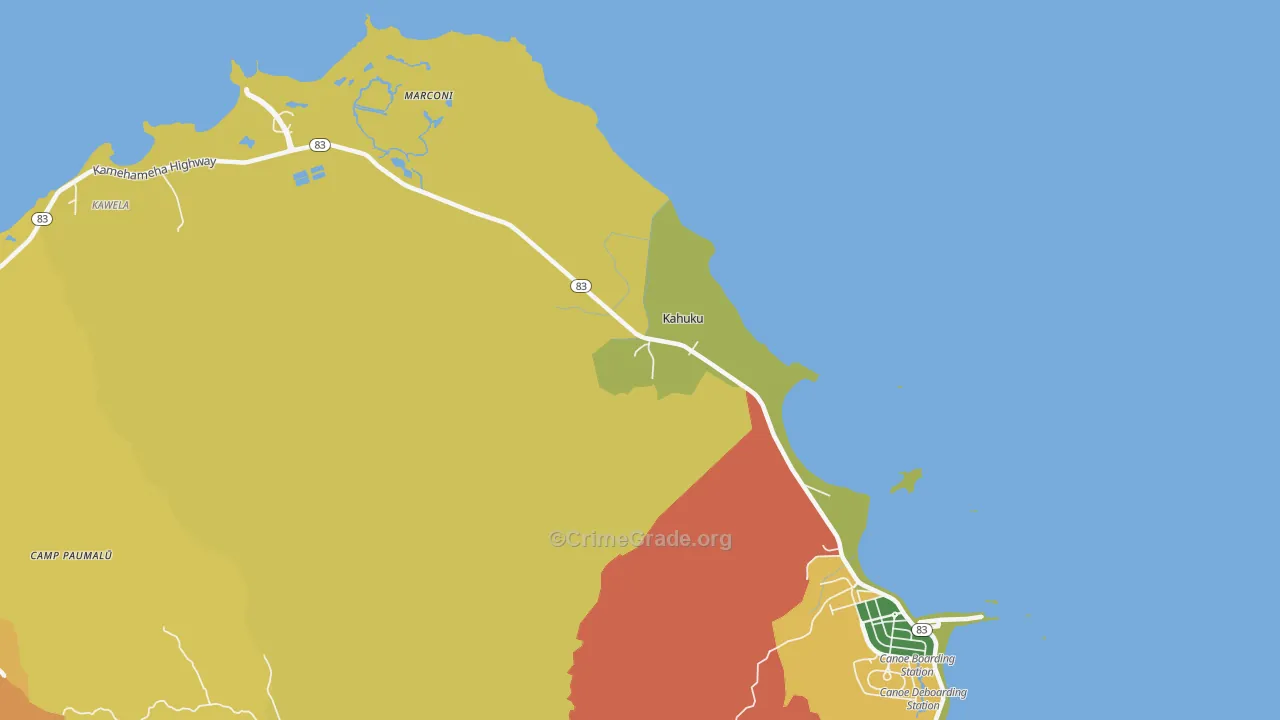 Kahuku, HI Map of Burglary Rates
