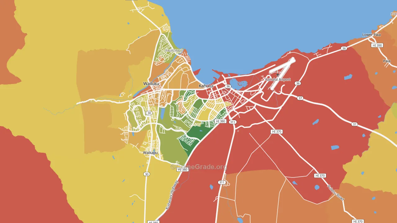 Kahului, HI Map of Burglary Rates