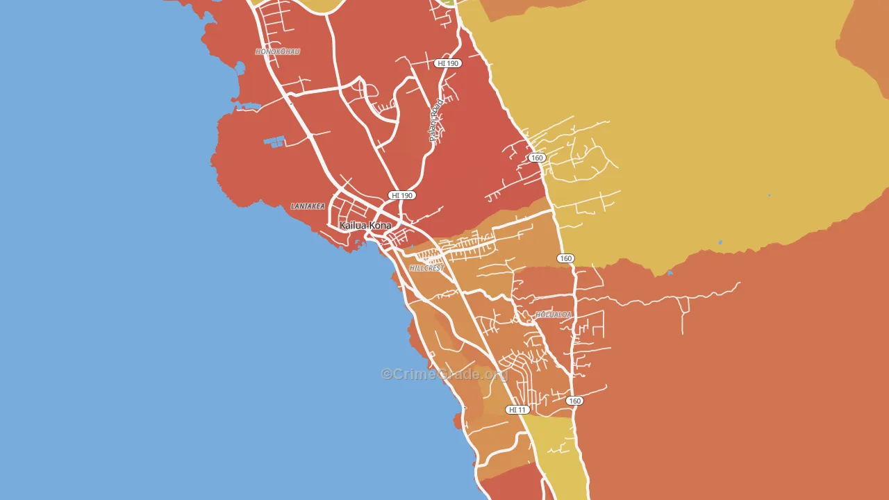 Kailua Kona, Kailua-Kona, HI Map of Burglary Rates