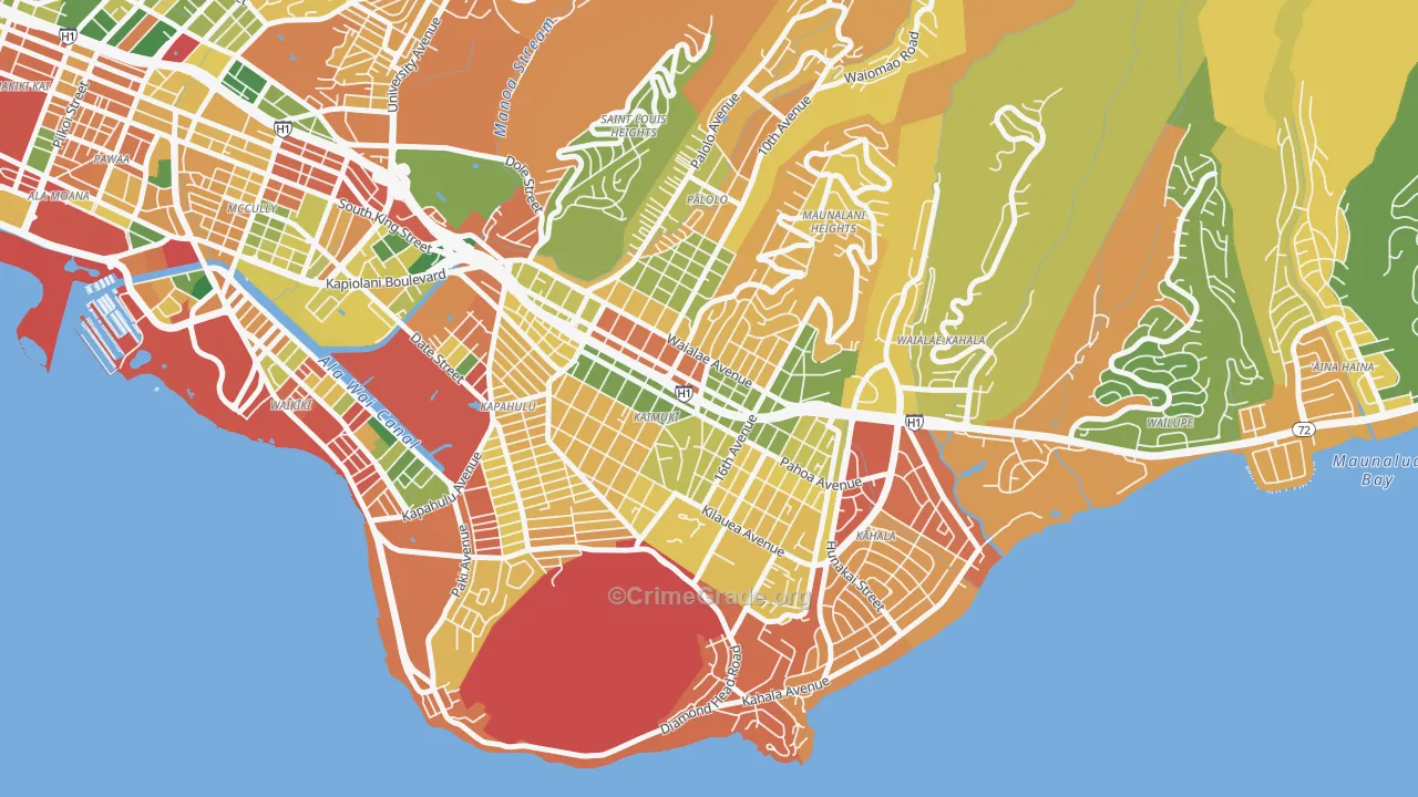 Kaimuki, Honolulu, HI Map of Burglary Rates