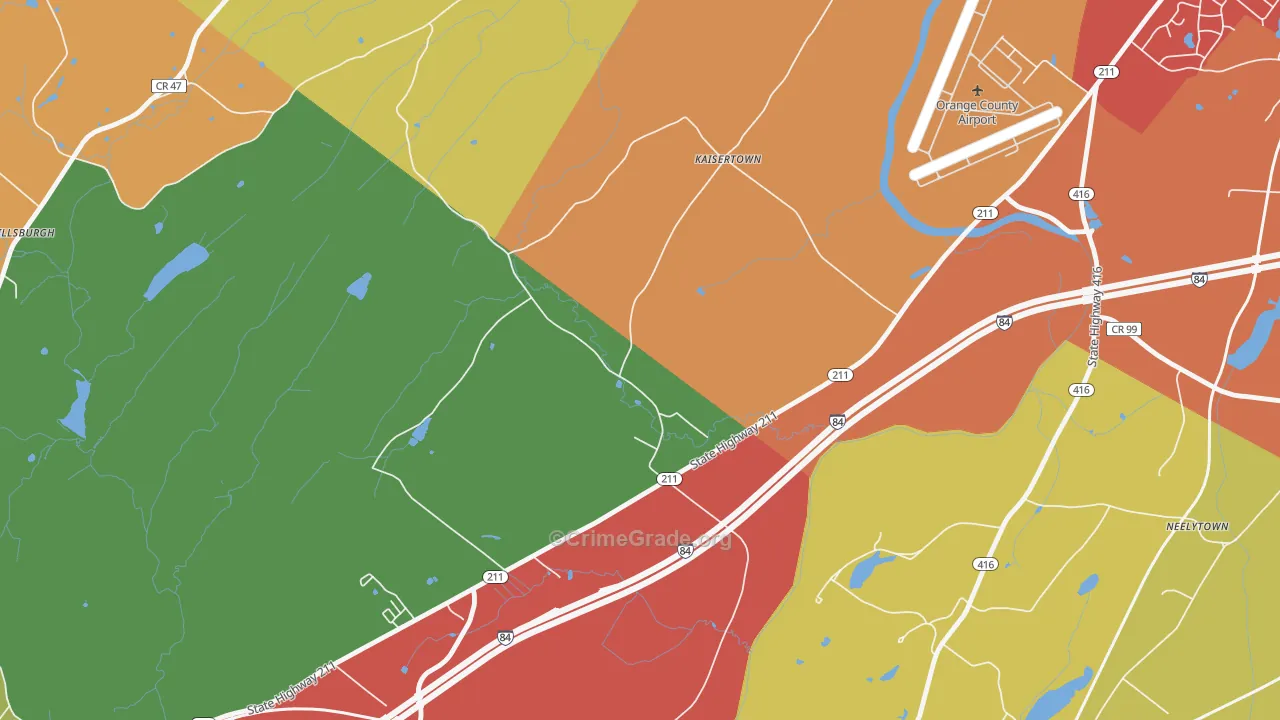 Kaisertown, NY Map of Burglary Rates