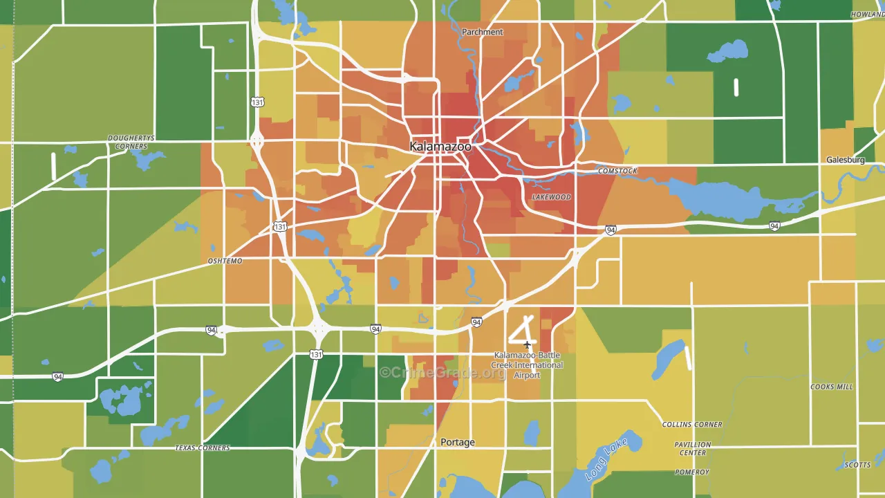 Kalamazoo County, MI Map of Burglary Rates