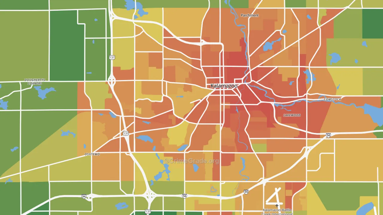 Kalamazoo, MI Map of Burglary Rates