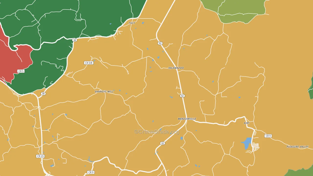 Kalamazoo, WV Map of Burglary Rates