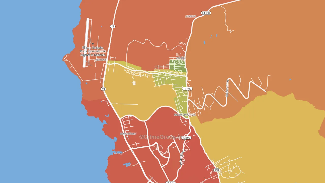 Kalaoa, HI Map of Burglary Rates