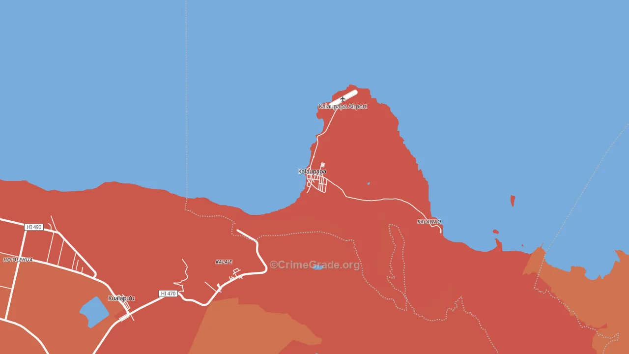 Kalawao County, HI Map of Burglary Rates