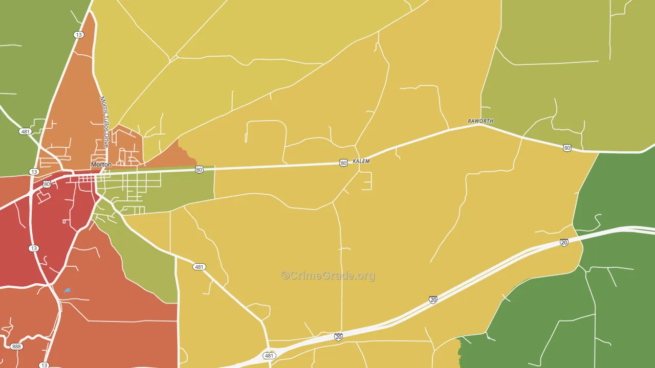 Kalem, MS Map of Burglary Rates