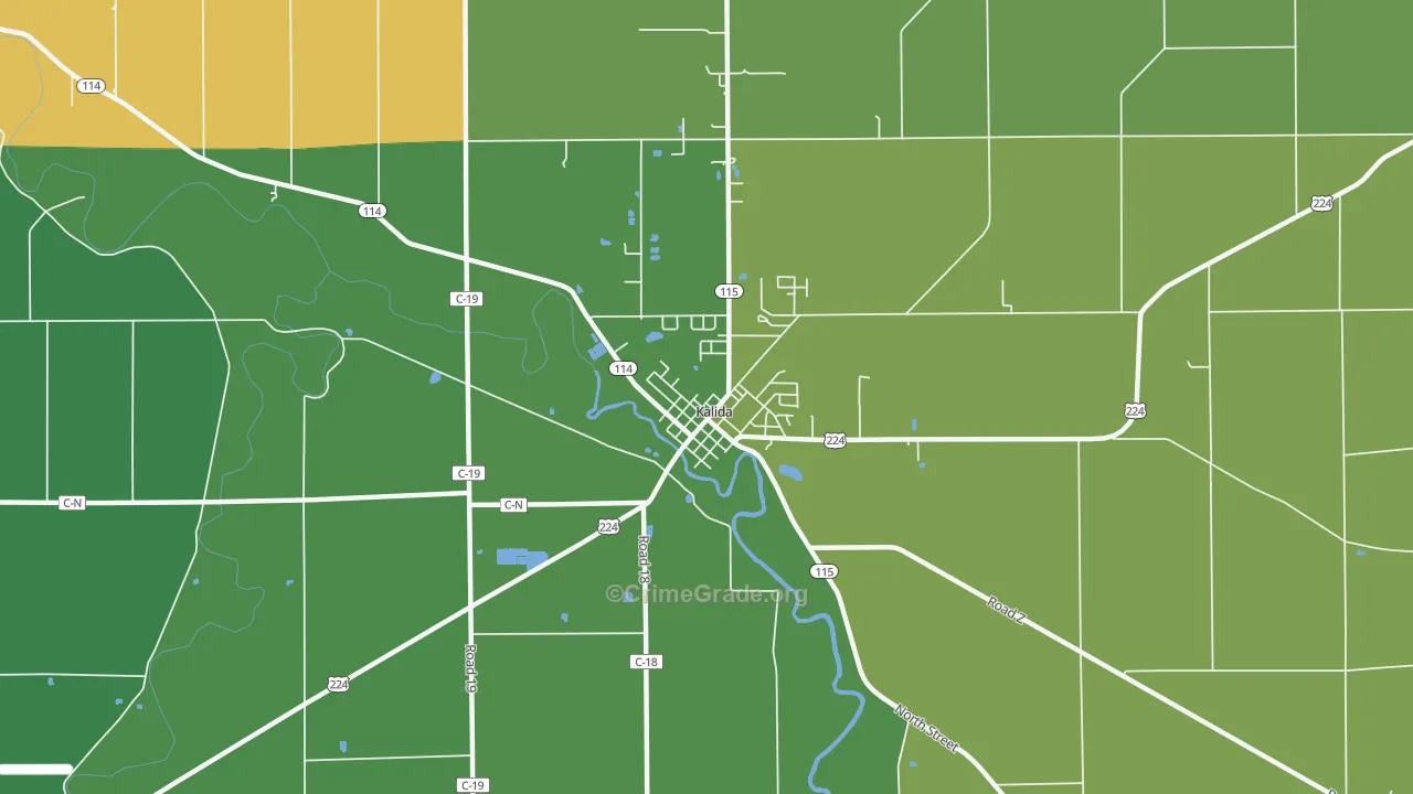 Kalida, OH Map of Burglary Rates