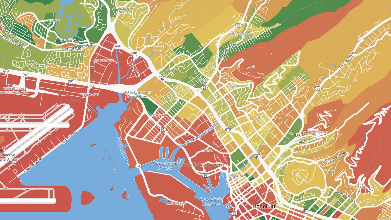 Kalihi-Palama, Honolulu, HI Map of Burglary Rates
