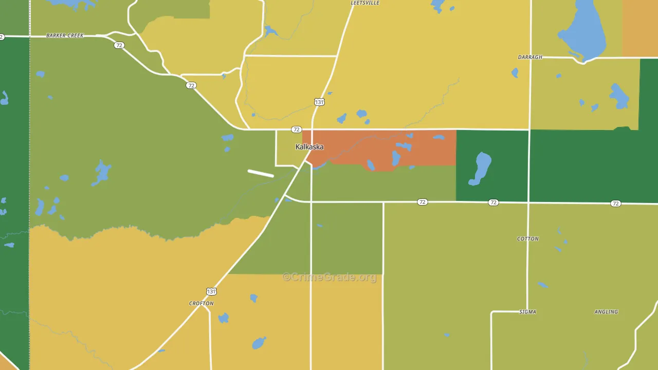 Kalkaska County, MI Map of Burglary Rates