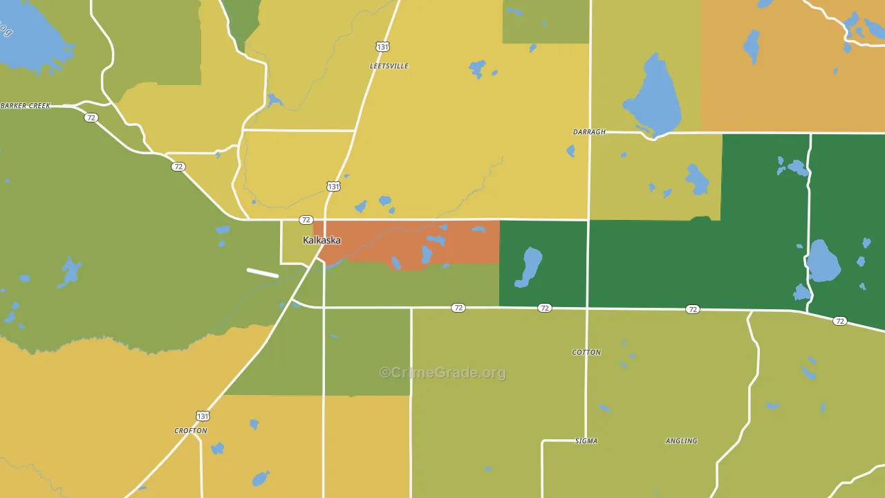 Kalkaska, MI Map of Burglary Rates