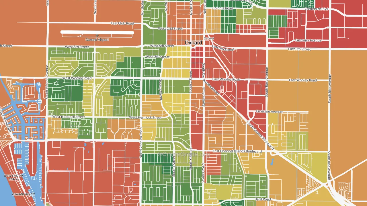Kamala Park, Oxnard, CA Map of Burglary Rates