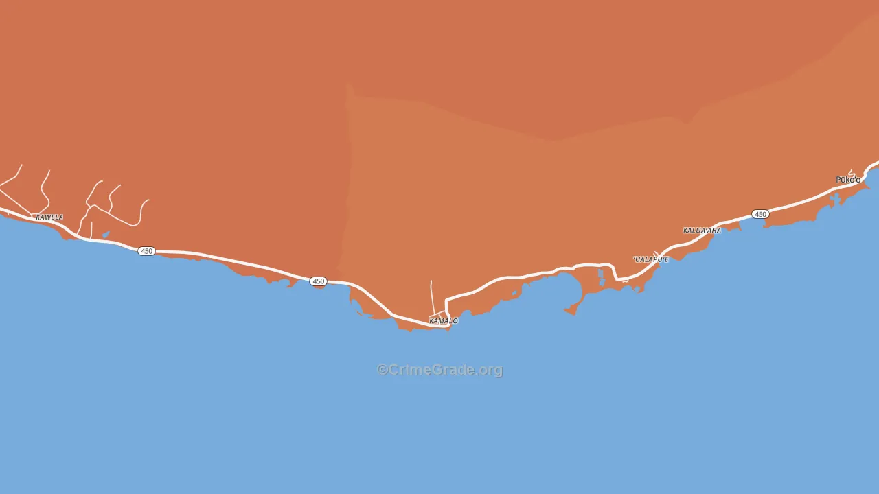 Kamalo, HI Map of Burglary Rates