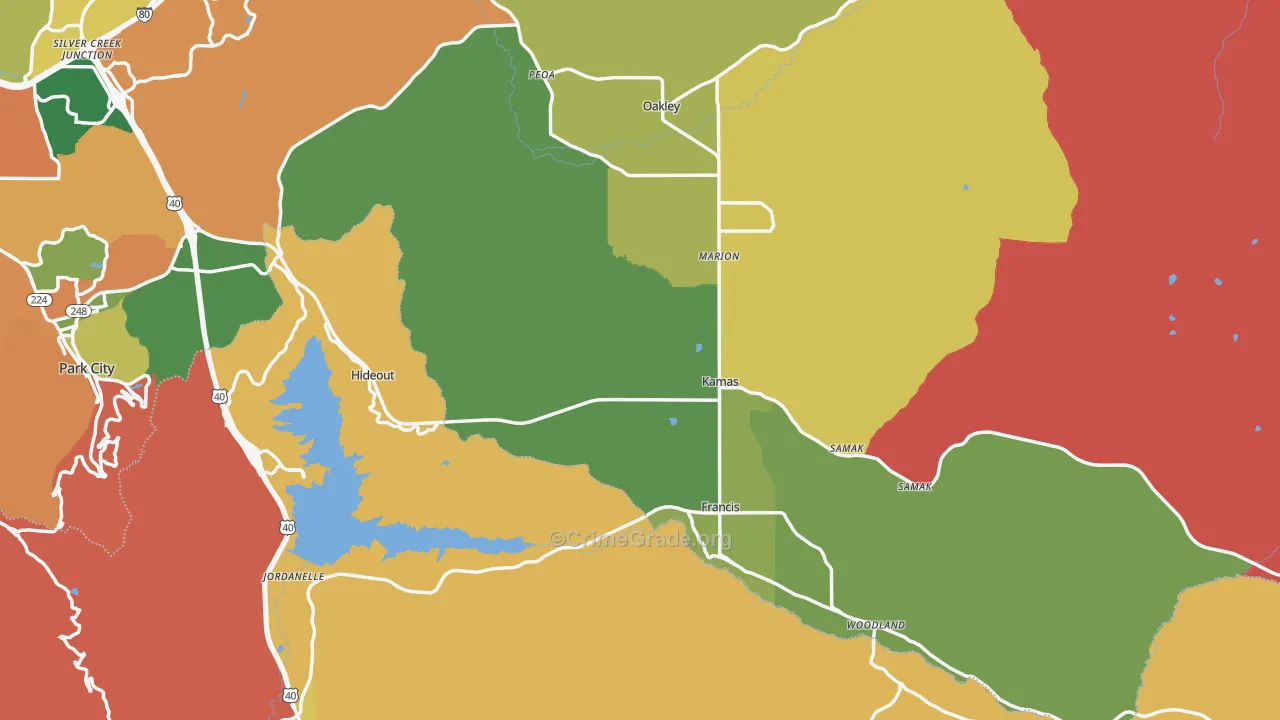 Kamas, UT Map of Burglary Rates