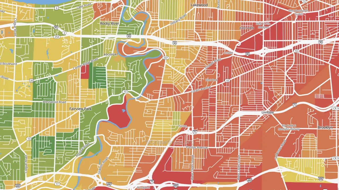 Kamms Corner, Cleveland, OH Map of Burglary Rates
