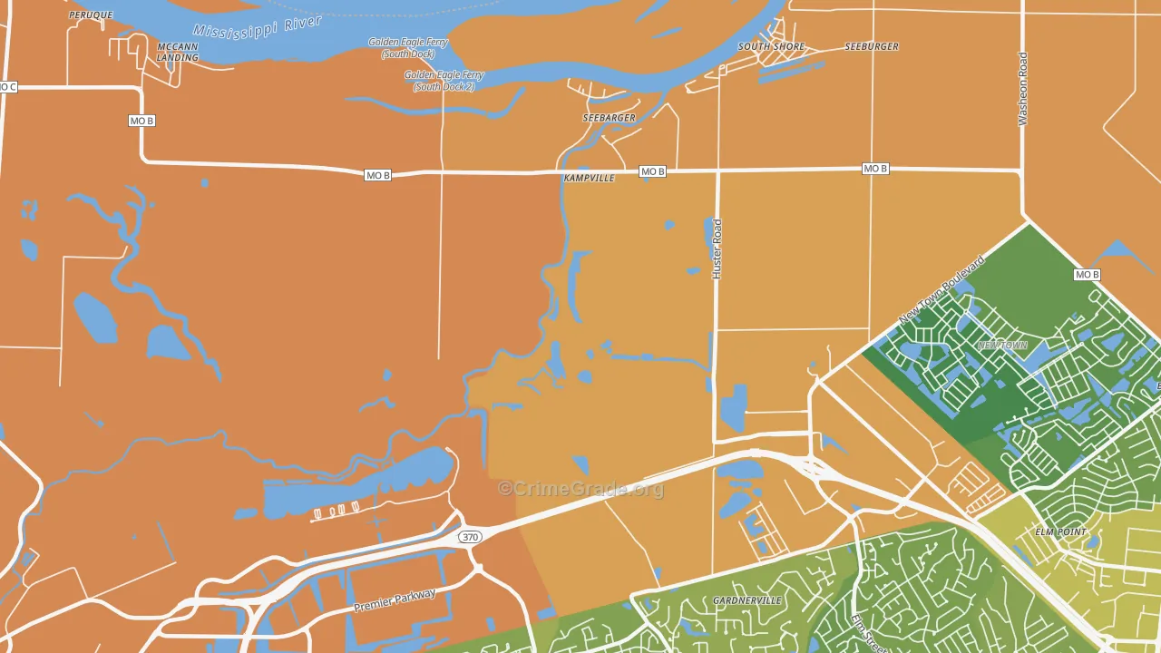 Kampville, MO Map of Burglary Rates