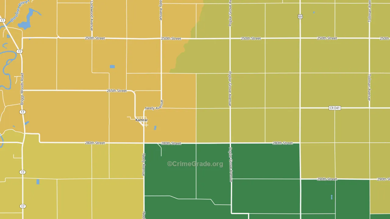 Kamrar, IA Map of Burglary Rates