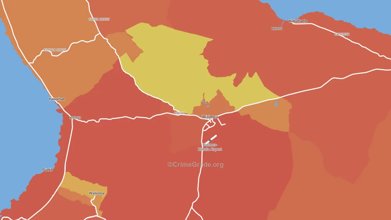 Kamuela, Waimea, HI Map of Burglary Rates