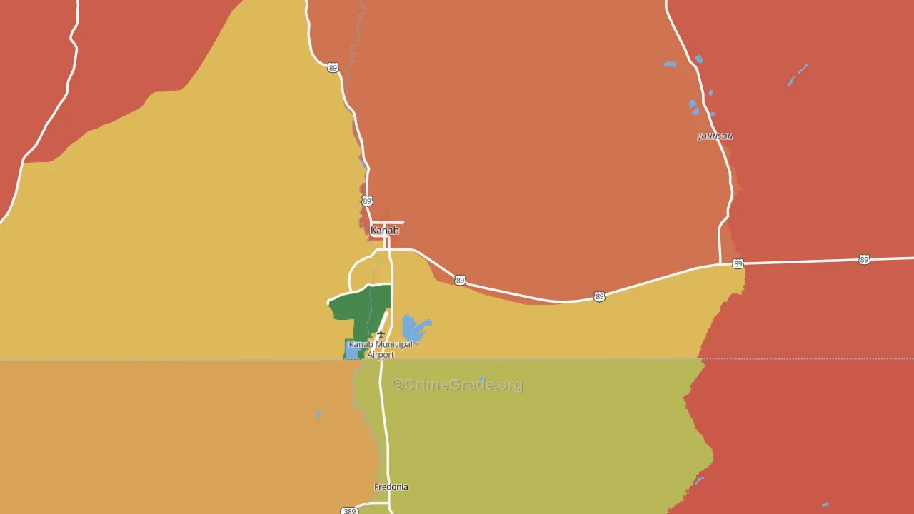 Kanab, UT Map of Burglary Rates