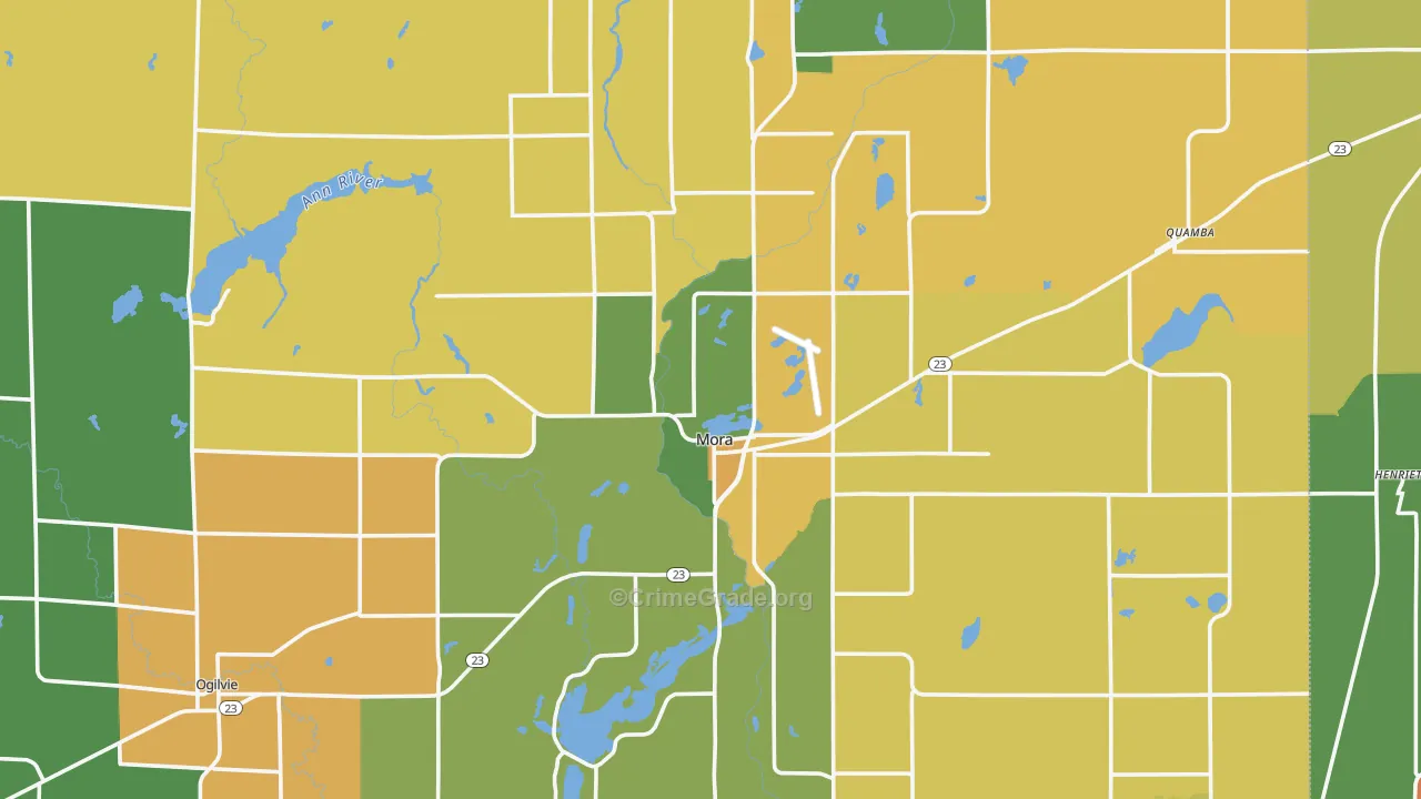 Kanabec County, MN Map of Burglary Rates