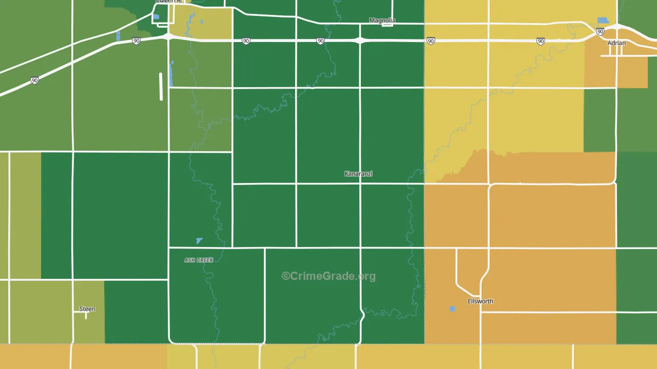 Kanaranzi, MN Map of Burglary Rates