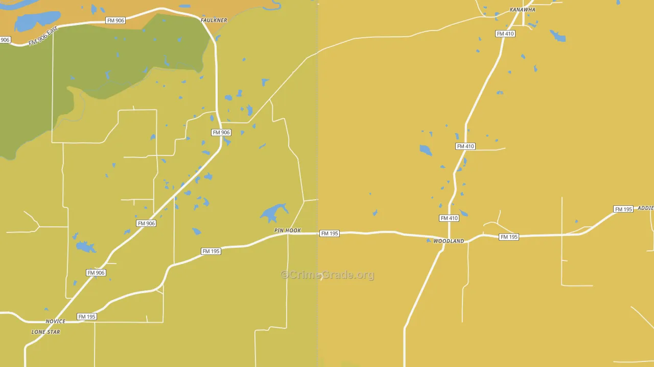 Kanawha, TX Map of Burglary Rates