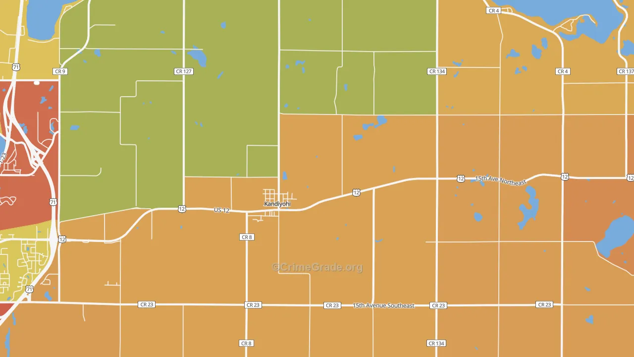 Kandiyohi, MN Map of Burglary Rates