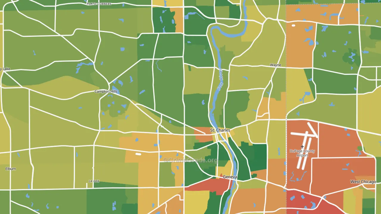 Kane County, IL Map of Burglary Rates