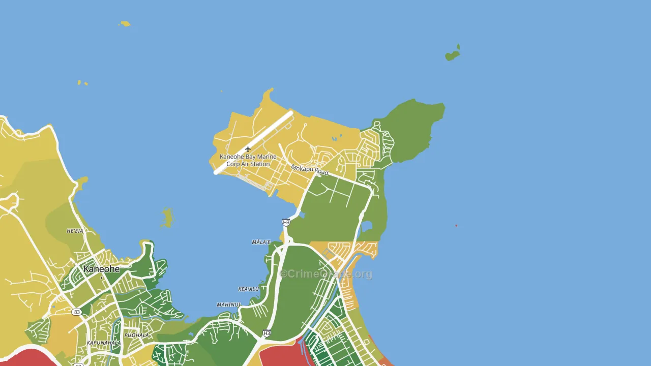 Kaneohe Bay, HI Map of Burglary Rates