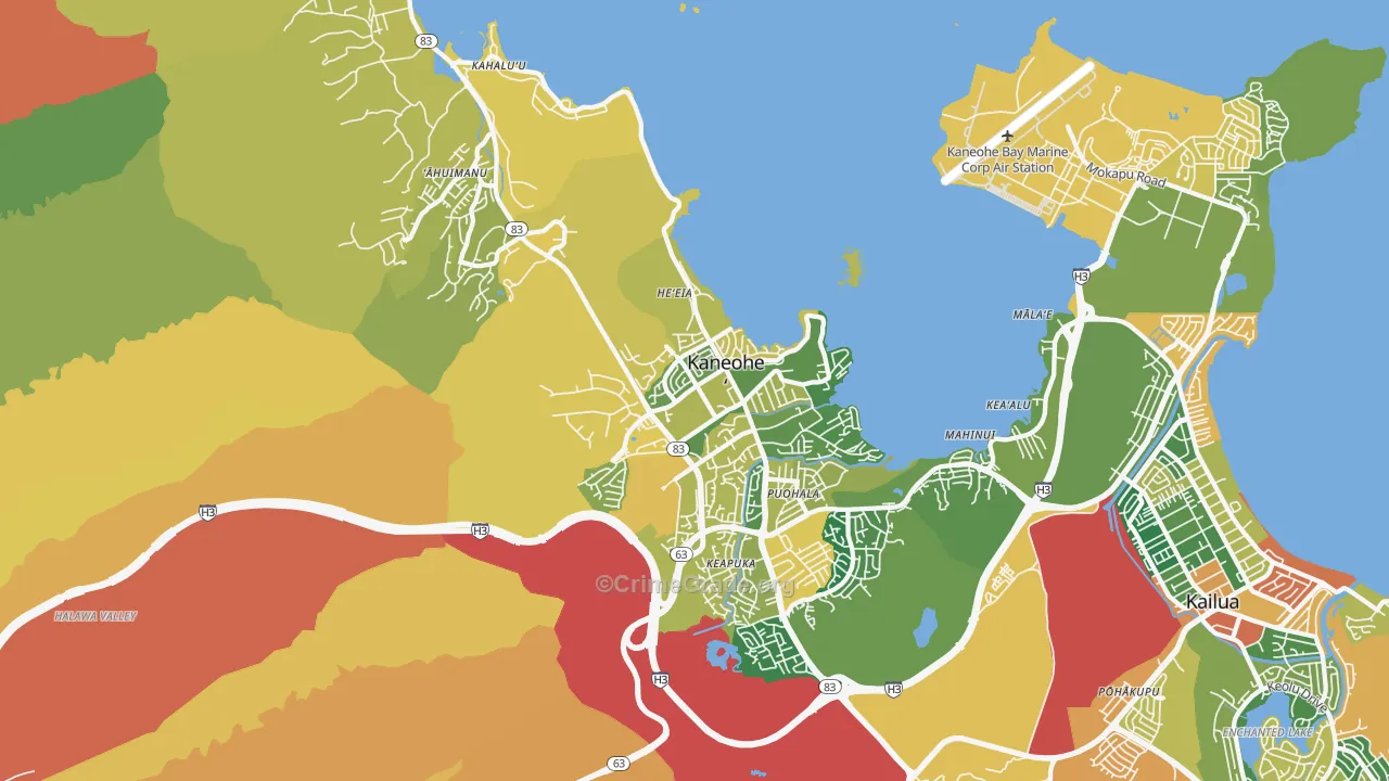 Kaneohe, HI Map of Burglary Rates