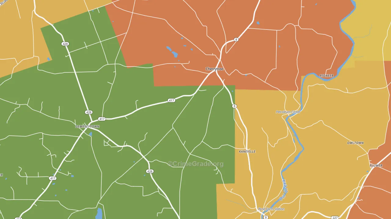 Kaneville, PA Map of Burglary Rates