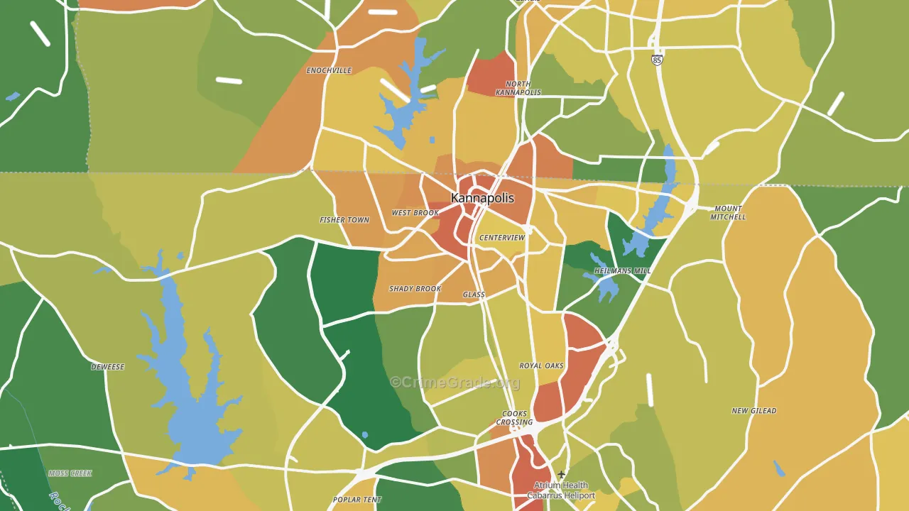 Kannapolis, NC Map of Burglary Rates